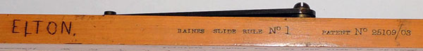 The Baines slide rule - edge view