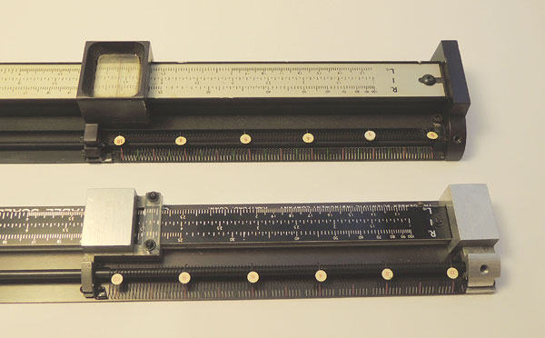 Gerber Variable scale (front) and Proportional Rule mechanisms, with plastic cover removed