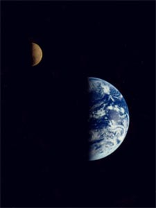 Galileo spacecraft photo of the Earth/Moon system