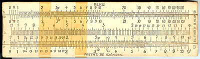 Top view of ALKU slide rule