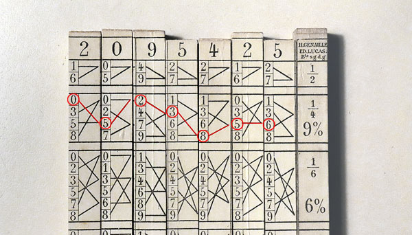 Genaille-Lucas financial rods - example calculation