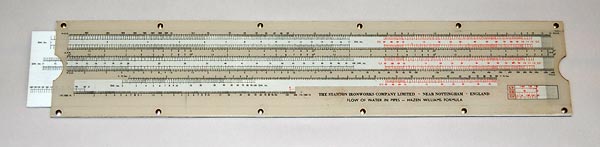 Stanton Ironworks Company Hazen-Williams slide rule by P.J.S.