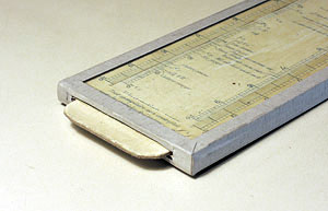 Lalanne's glass slide rule - close up