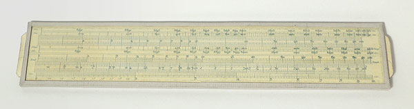 Lalanne's glass slide rule - front