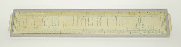 Lalanne's glass slide rule - back