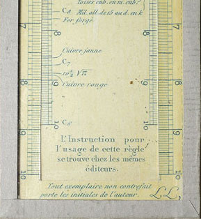 Lalanne's glass slide rule - detail