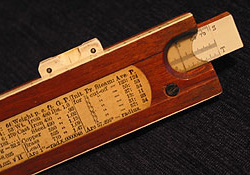 Back of slide rule