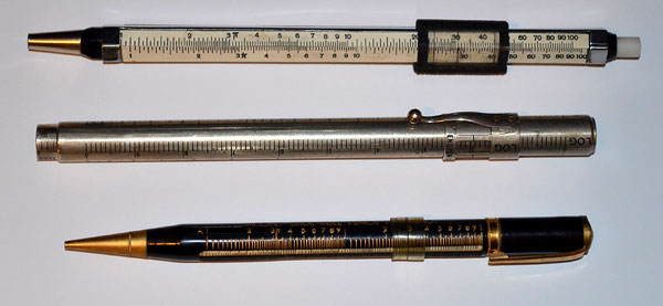 Three pencil slide rules