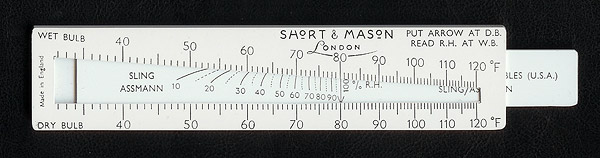 Calculation on the psychrometric slide rule