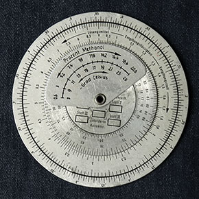 German radiation slide rule - Back