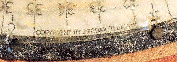 Copyright note on Jacob Zedak's circular slide rule